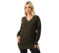 Yours Curve Sage Green V-Neck Soft Touch Jumper - Women's - Plus Size Curve