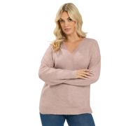 Yours Women's V-Neck Soft Touch Jumper in Light Pink | Size: 26/28