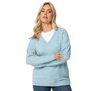 Yours Curve Sage Green V-Neck Soft Touch Jumper - Women's - Plus Size Curve