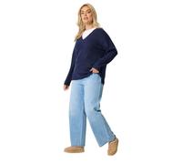 Yours Curve Sage Green V-Neck Soft Touch Jumper - Women's - Plus Size Curve