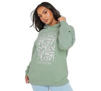 Yours Curve Sage 'Tropical' Abstract Print Hoodie - Women's - Plus Size Curve Green
