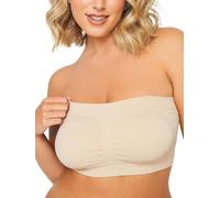 Yours Curve Seamless Padded Non-Wired Bandeau Bra - Women's - Plus Size Curve Nude