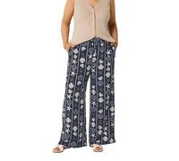 Yours Women's Seashell Print Crinkle Wide Leg Trousers in Dark Blue | Size: 16S Yours Dark Blue 16S