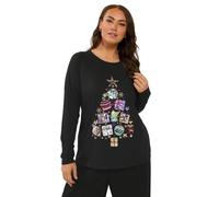 Yours Women's Sequin Christmas Tree Novelty T-Shirt in Black | Size: 18 Yours Black 18