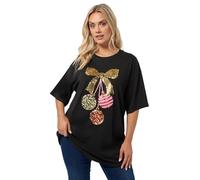 Yours Curve Sequin Embellished Christmas Bauble T-Shirt - Women's - Plus Size Curve Black