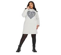 Sequin Embellished Heart Hoodie Dress Yours Grey 26-28