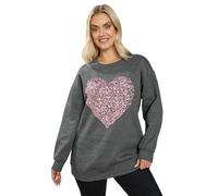 Yours Women's Sequin Embellished Heart Sweatshirt in Grey | Size: 26-28 Yours Grey 26-28