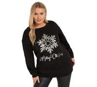 Yours Curve Sequin Embellished 'Merry Christmas' Sweatshirt - Women's - Plus Size Curve Black