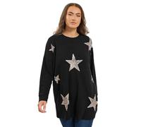 Yours Curve Sequin Embellished Star Jumper - Women's - Plus Size Curve Black