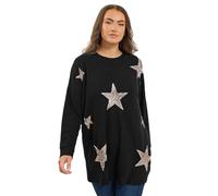Yours Curve Sequin Embellished Star Jumper - Women's - Plus Size Curve Black