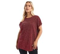Yours Curve Sequin Grown-On Sleeve T-Shirt - Women's - Plus Size Curve Red