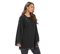 Yours Curve Sequin Panel Flare Tunic Top - Women's - Plus Size Curve Black