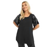 Yours Curve Sequin Short Sleeve Blouse - Women's - Plus Size Curve Black
