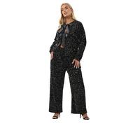 Yours Curve Sequin Wide Leg Trousers - Women's - Plus Size Curve Black