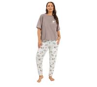 Yours Women's Sheep Print Cuffed Pyjama Set in Grey | Size: 14/16