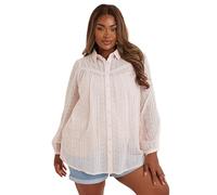 Yours Curve Sheer Embroidered Blouse - Women's - Plus Size Curve Light Pink