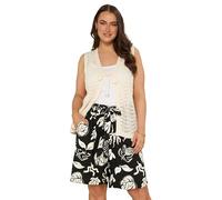Yours Curve Shell Print Paperbag Shorts - Women's - Plus Size Curve Black