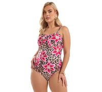 Yours Curve Shell Print Ruched Plunge Swimsuit - Women's - Plus Size Curve