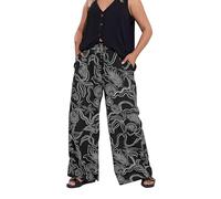 Yours Curve Shell Print Wide Leg Trousers - Women's - Plus Size Curve Black