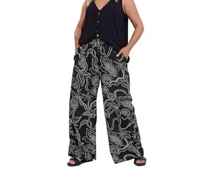 Yours Curve Shell Print Wide Leg Trousers - Women's - Plus Size Curve Black