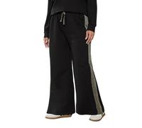 Yours Curve Shimmer Side Stripe Wide Leg Joggers - Women's - Plus Size Curve Black