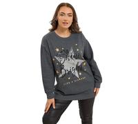 Yours Curve 'Shine Bright' Star Sequin Embellished Sweatshirt - Women's - Plus Size Curve Grey