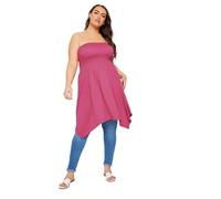 Yours Curve Shirred Bandeau Longline Top - Women's - Plus Size Curve Pink