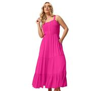 Yours Curve Shirred Placket Dress - Women's - Plus Size Curve Pink