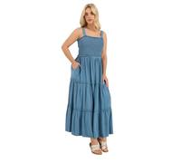 Yours Curve Shirred Strappy Chambray Maxi Dress - Women's - Plus Size Curve Blue