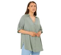Yours Curve Sage Green Short Sleeve Chambray Shirt - Women's - Plus Size Curve
