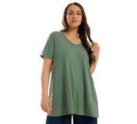Yours Curve Short Sleeve Ribbed Swing Top - Women's - Plus Size Curve