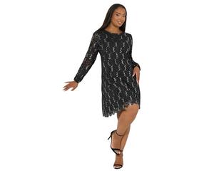 Yours Curve & Silver Lace Scallop Hem Mini Dress - Women's - Plus Size Curve