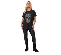 Yours Curve Skull Embellished Graphic T-Shirt - Women's - Plus Size Curve Black