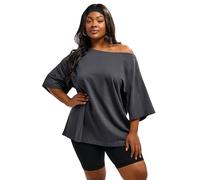 Yours Curve Slash Neck Heavyweight T-Shirt - Women's - Plus Size Curve Grey