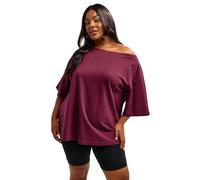 Yours Curve Slash Neck Heavyweight T-Shirt - Women's - Plus Size Curve Red