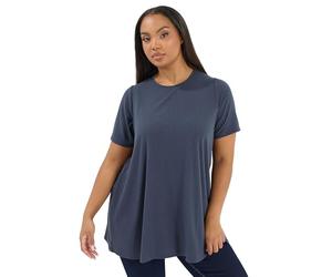 Yours Curve Slate Grey Ribbed Swing Top - Women's - Plus Size Curve