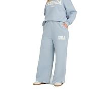 Yours Curve Slogan Wide Leg Joggers - Women's - Plus Size Curve Light Blue