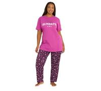 Yours Curve 'Slow Sundays' Heart Wide Leg Pyjama Set - Women's - Plus Size Curve Pink