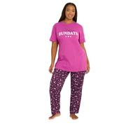 Yours Curve 'Slow Sundays' Heart Wide Leg Pyjama Set - Women's - Plus Size Curve Pink