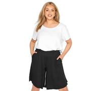 Yours - Curve Soft Stretch Jersey Pull On Elasticated Waist Wide Leg Loose Culotte Shorts with Pockets - Women's - Plus Size Curve Black 14