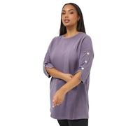 Yours Curve Soft Touch Button Sleeve Ribbed Top - Women's - Plus Size Curve Purple