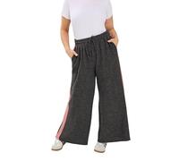 Yours Curve Soft Touch Grey Side Stripe Trousers - Women's - Plus Size Curve