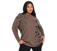 Yours Curve Soft Touch Leopard Print Jumper - Women's - Plus Size Curve Brown