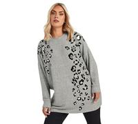 Yours Curve Soft Touch Leopard Print Jumper - Women's - Plus Size Curve Grey