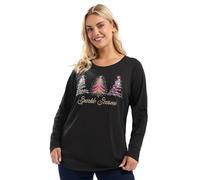Yours Curve 'Sparkle Season' Christmas Tree Embellished Novelty T-Shirt - Women's - Plus Size Curve Black