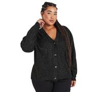 Yours Curve Speckled Button Through Cardigan - Women's - Plus Size Curve Black