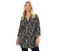 Yours Curve Spot Print Half Placket Shirt - Women's - Plus Size Curve Black