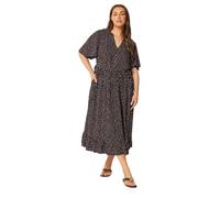 Yours Women's Spot Print Notch Neck Maxi Dress in Brown | Size: 34-36 Yours Brown 34-36