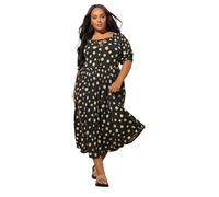 Spot Print Textured Dress Yours Black 22-24