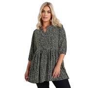 Yours Curve Spot Print Textured Smock Top - Women's - Plus Size Curve Black